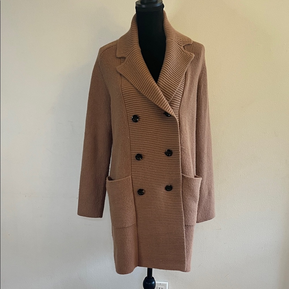Ann Taylor Double-Breasted  Brown Sweater Pea Coat